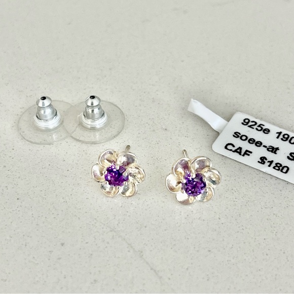 Sterling silver 925 Amethyst Earrings - Picture 2 of 7